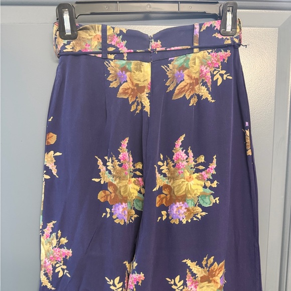 Zimmermann Navy Floral Silk Crepe Wide Leg Pants - Picture 6 of 7